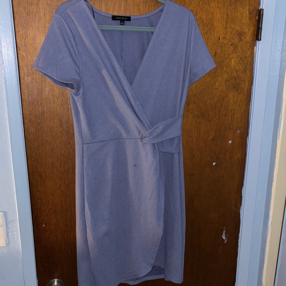 Elegant Blue Wrap Dress
